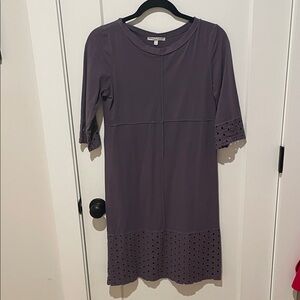 Chic Lace-Trimmed Midi Dress in Purple